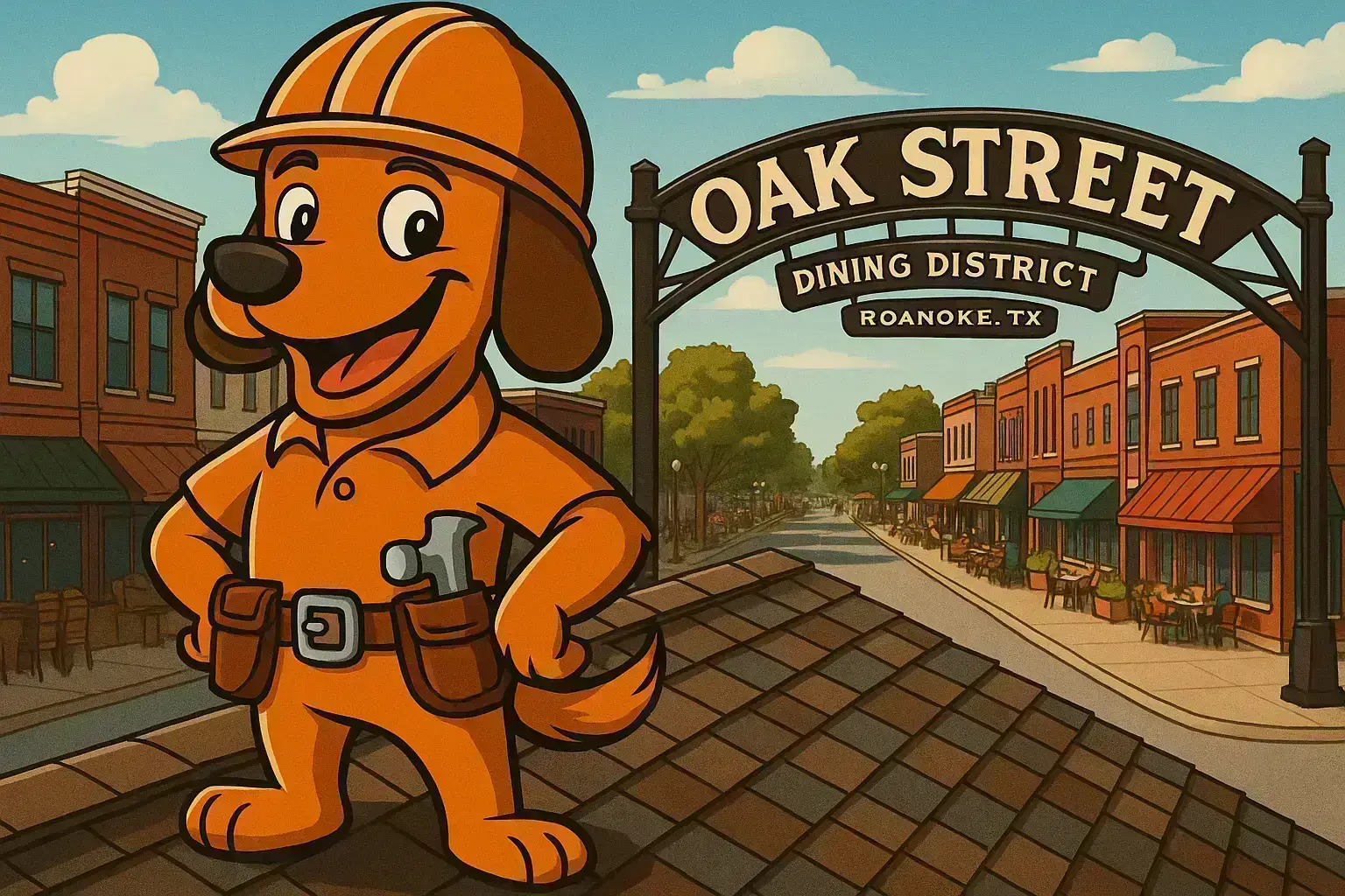 Charli b on a rooftop in Roanoke performing a free roof inspection near Oak Street