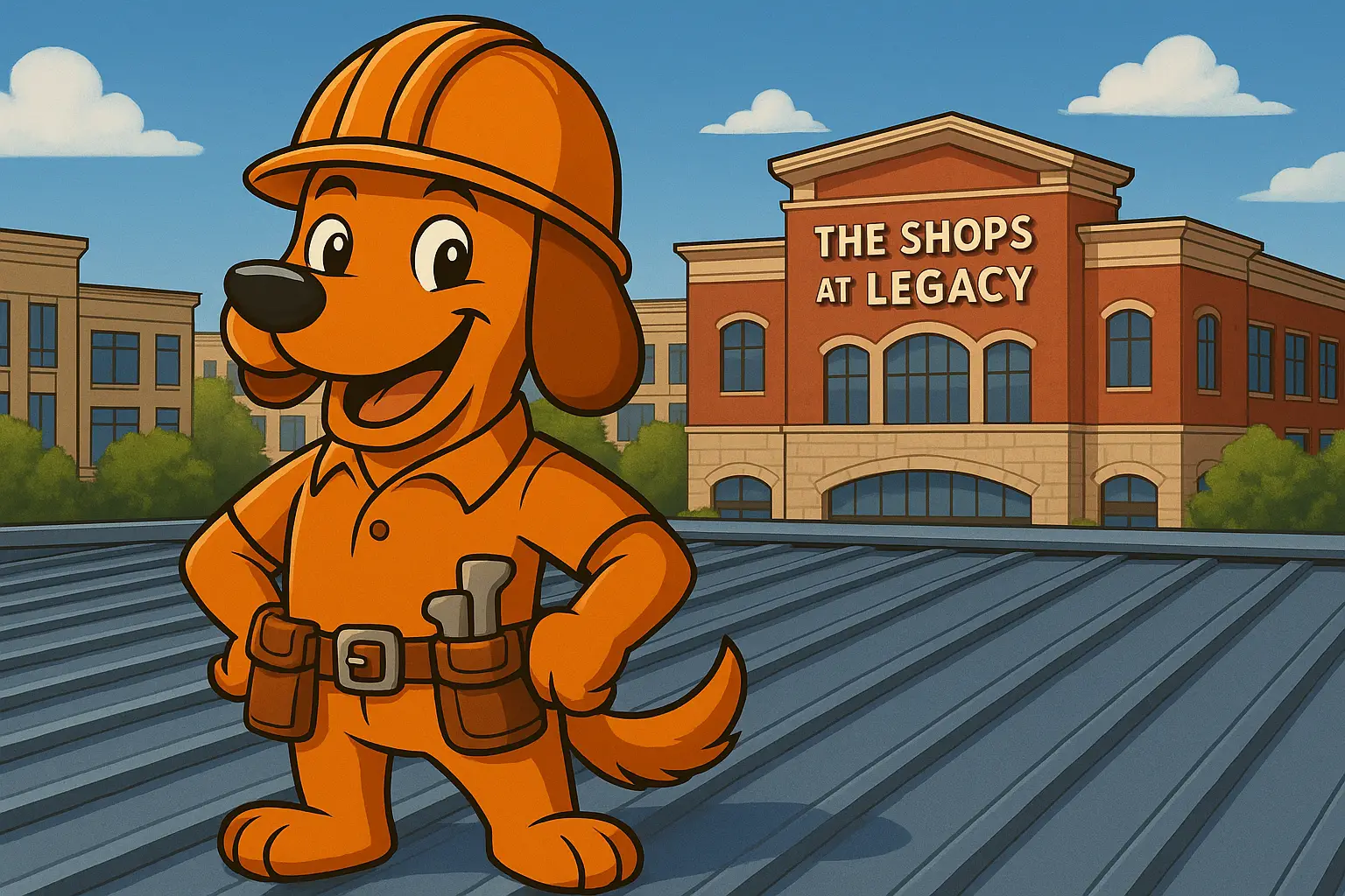 Charli b doing a Plano roof inspection near The Shops at Legacy