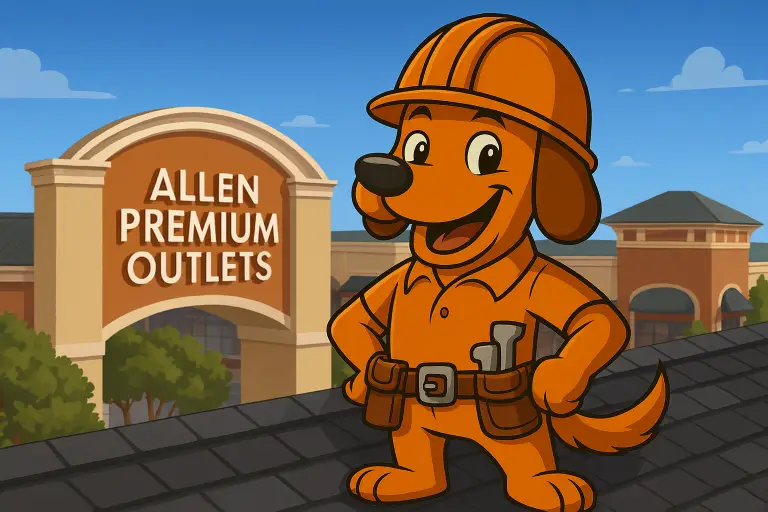 Charli b on a roof near Allen Premium Outlets representin’ On Point Roofing