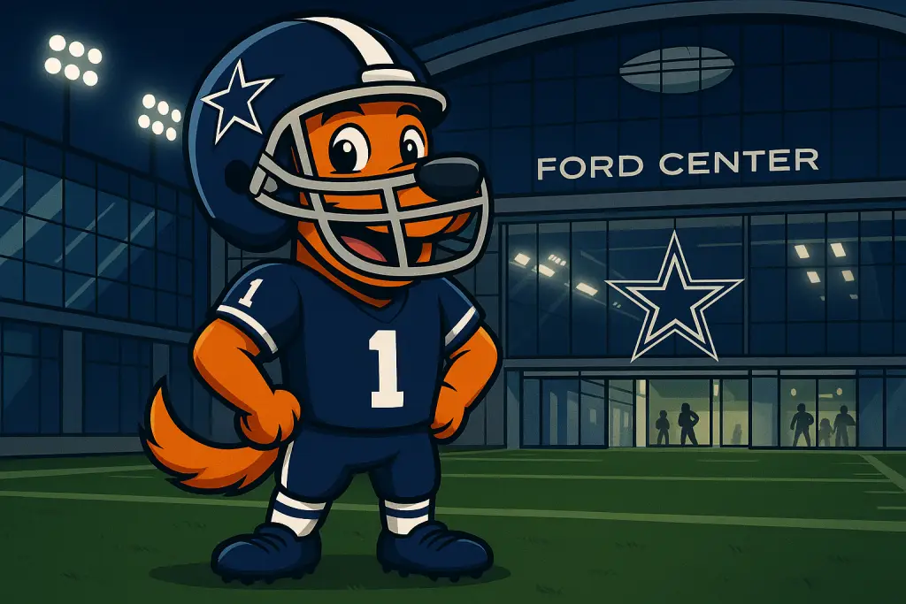 Charli b wearing Dallas Cowboys football gear outside The Star in Frisco, TX