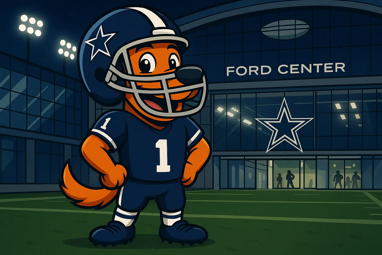 Charli b wearing Dallas Cowboys football gear outside The Star in Frisco, TX